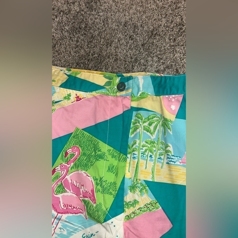 NEW Vintage Lilly Pulitzer Postcard Cropped Pants Size 4 - Picture 5 of 6